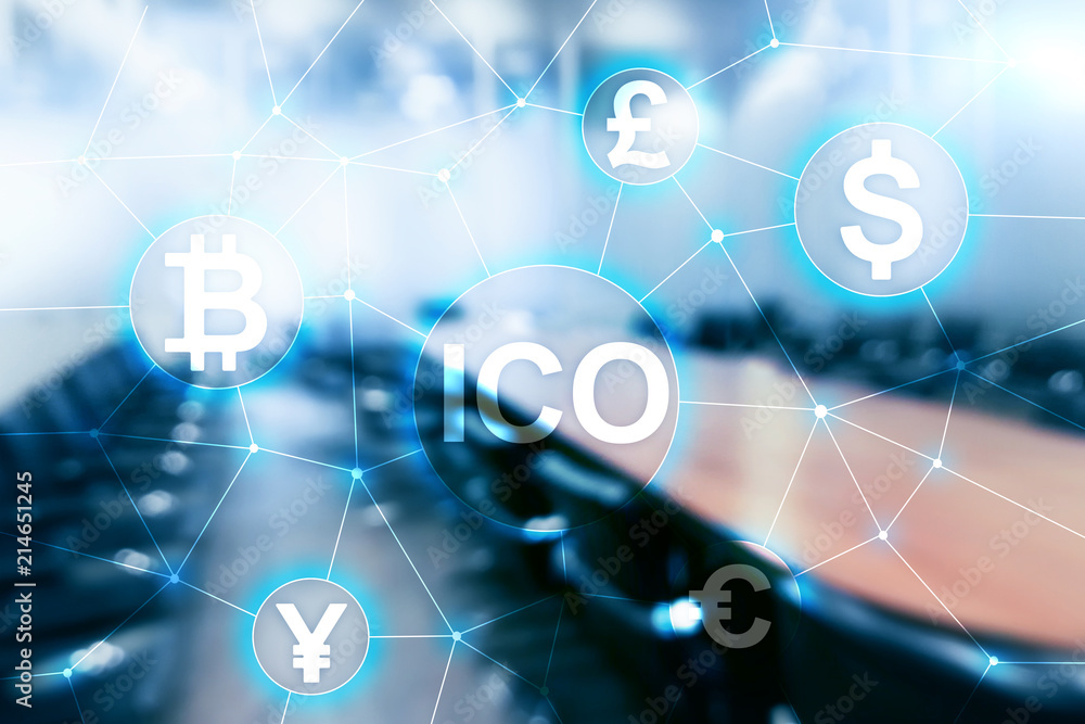 ICO - Initial coin offering, Blockchain and cryptocurrency concept on blurred business building background. ICO - Initial coin offering, Blockchain and cryptocurrency concept on blurred business building background.