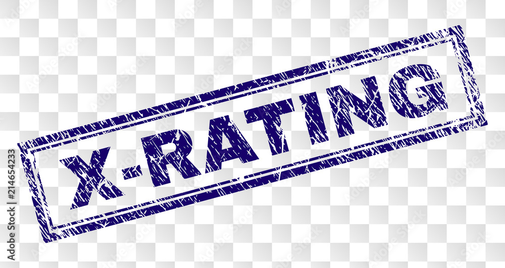 XRATING stamp seal print with scratched style and double framed