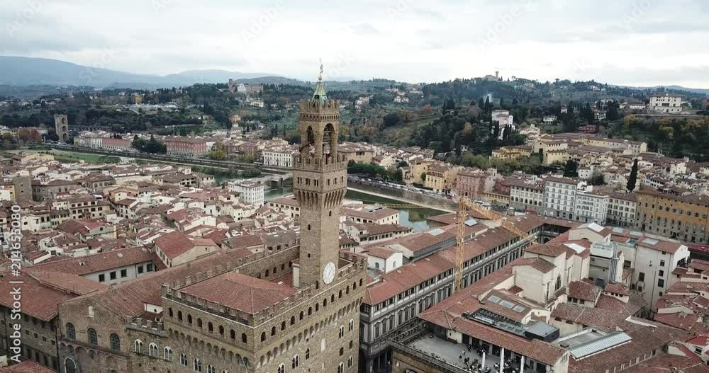 Flying over Vecchio Palace Florence, Italy Flying over Vecchio Palace Florence, Italy