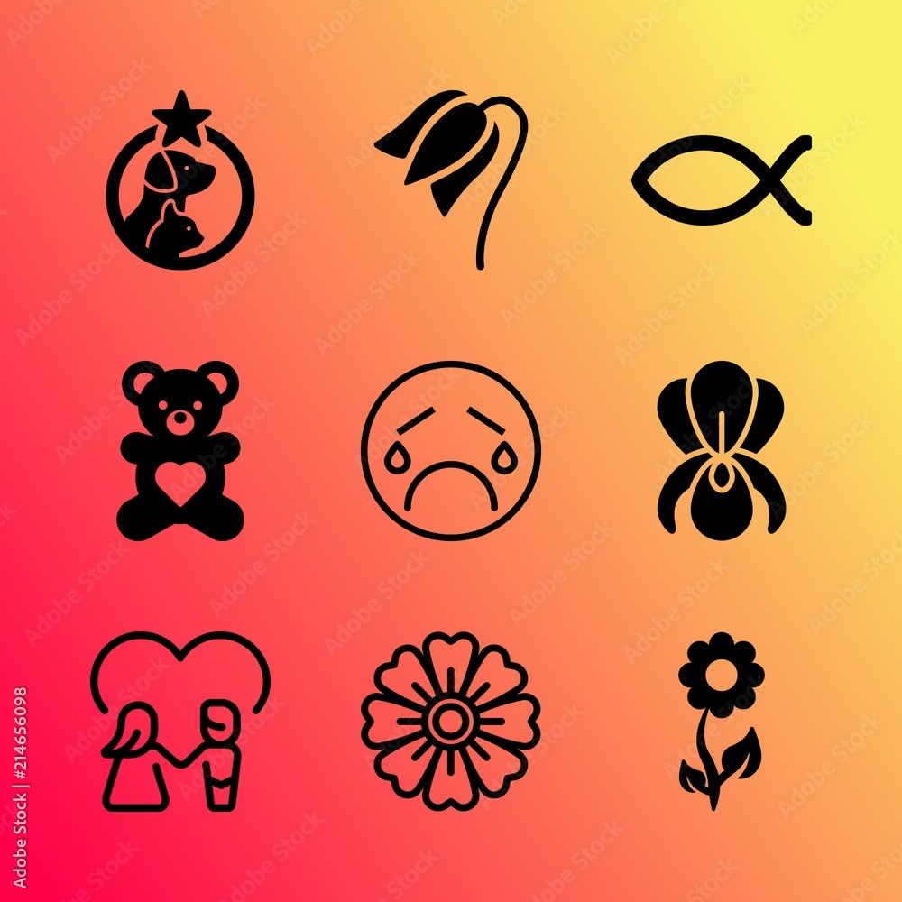 Vector icon set about love with 9 icons related to element, christianity, birthday, pets, wallpaper, brown, old, two, beauty and little Vector icon set about love with 9 icons related to element, christianity, birthday, pets, wallpaper, brown, old, two, beauty and little