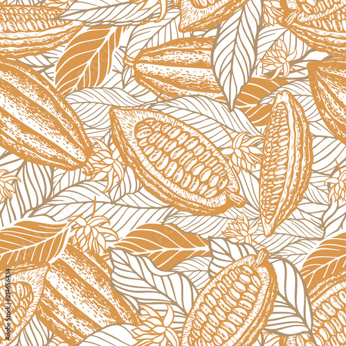 cacao beans seamless pattern