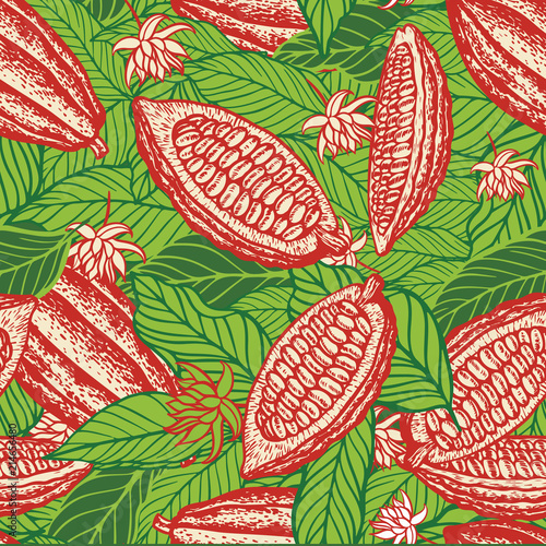 cacao beans seamless pattern