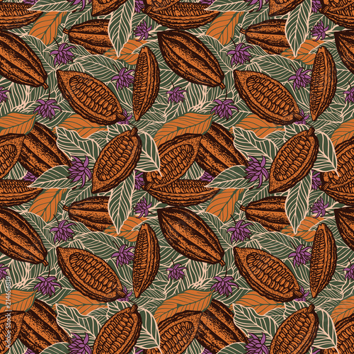 cacao beans seamless pattern