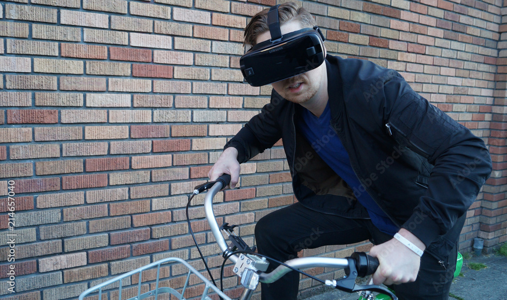 man riding bike in VR man riding bike in VR