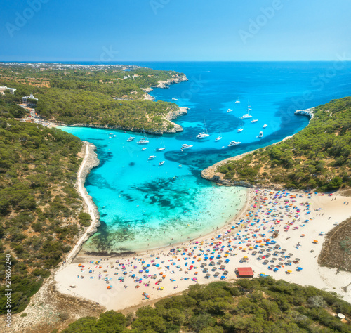 Aerial view of sandy beach ...