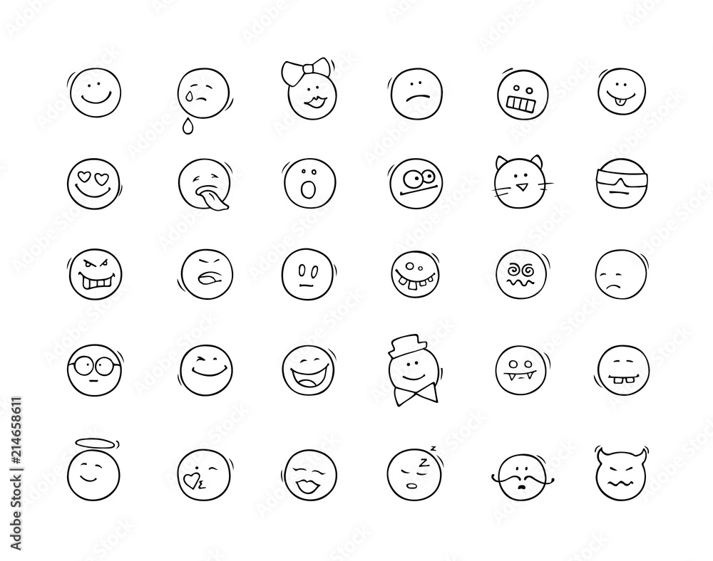 Cartoon icons set with smiles. Cartoon icons set with smiles.