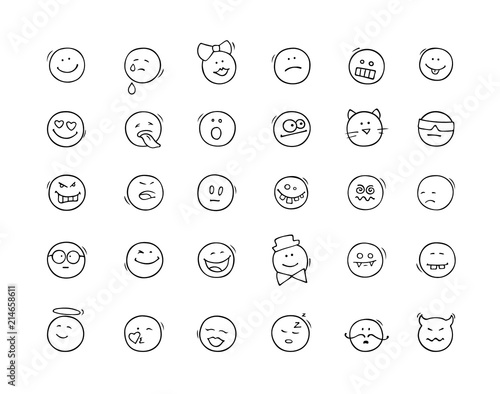 Cartoon icons set with smiles.