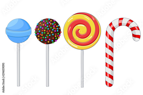Lollipops. Set of different candies.