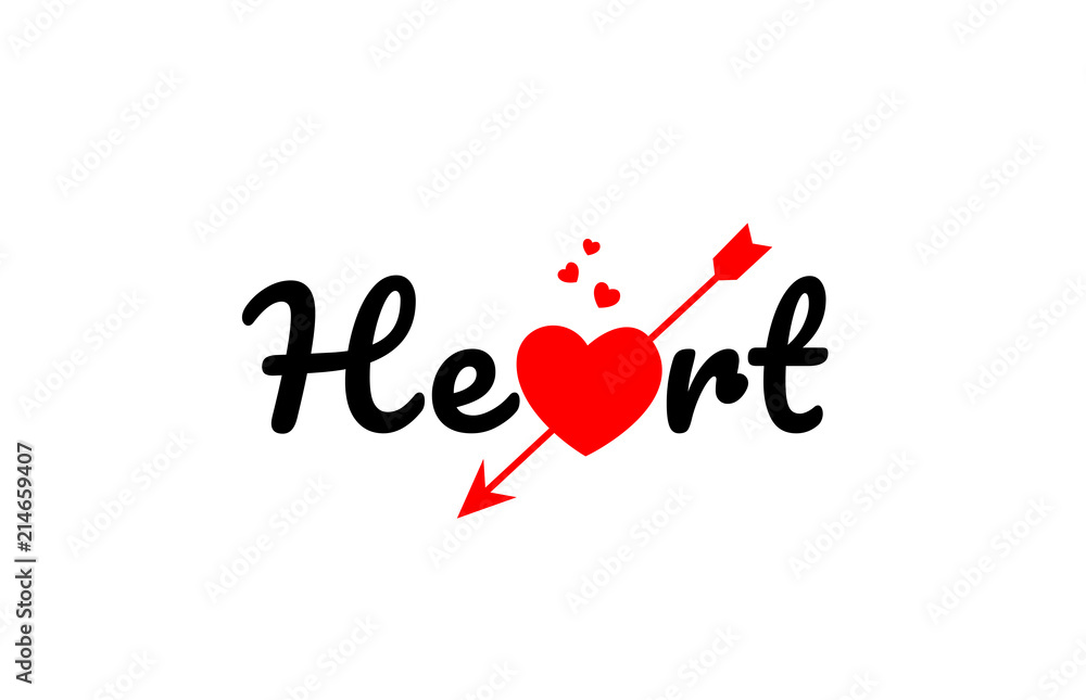 Naklejka premium heart word text typography design logo icon