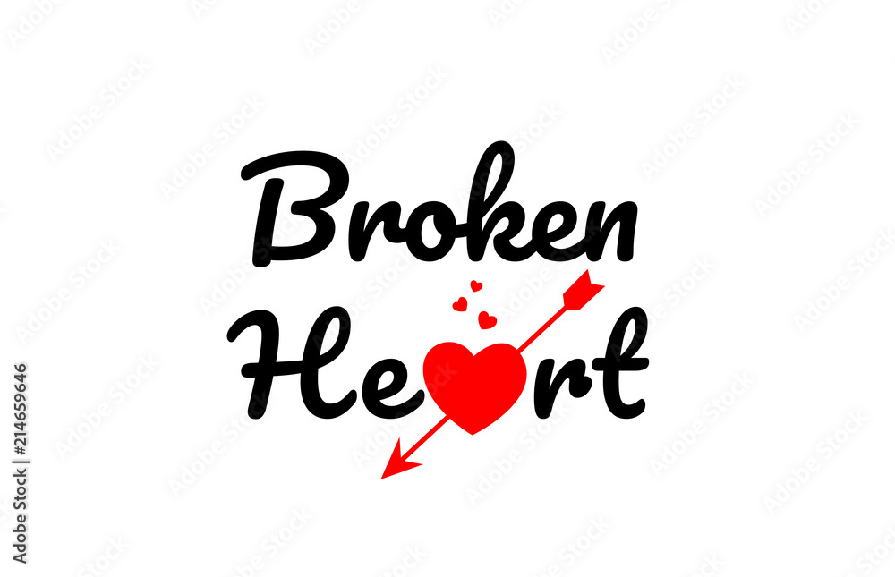 broken heart word text typography design logo icon