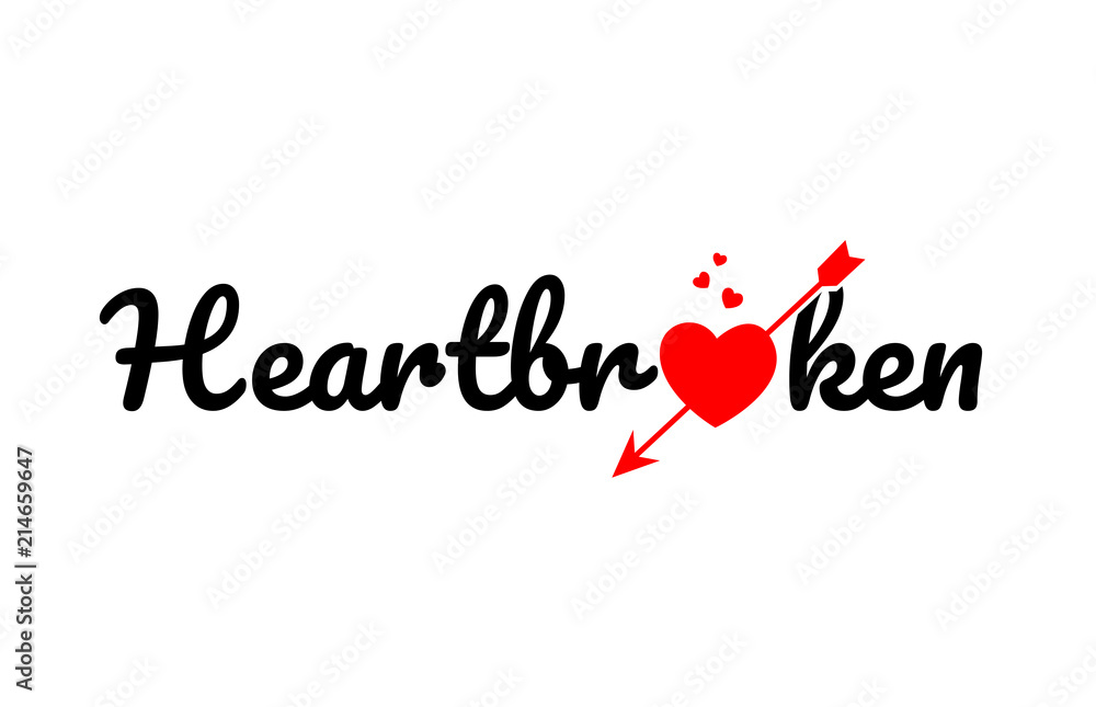 heartbroken word text typography design logo icon