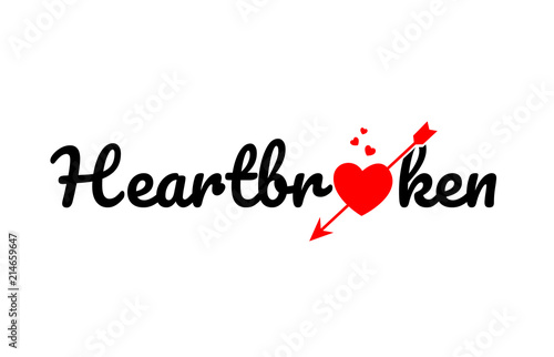 heartbroken word text typography design logo icon
