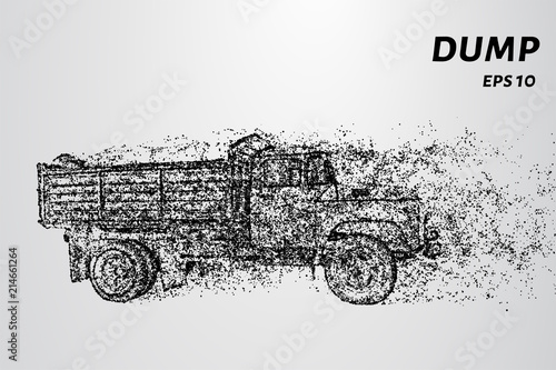 Dump truck of particles. Dump truck consists of dots and circles