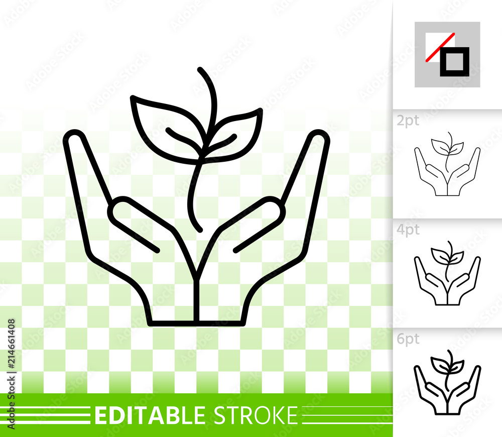 Obraz premium Sprout simple black line vector icon