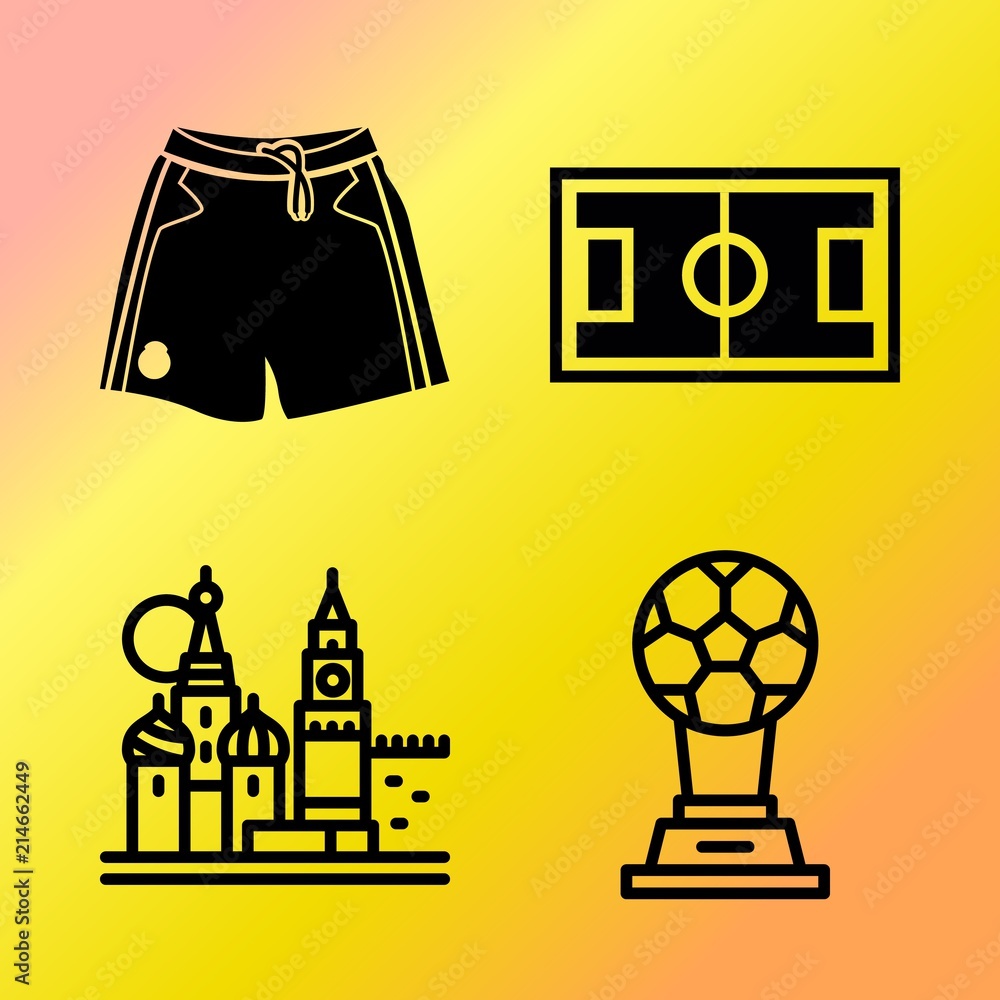 Vector icon set about soccer with 4 icons related to illustration, ornament, summer, view and culture Vector icon set about soccer with 4 icons related to illustration, ornament, summer, view and culture