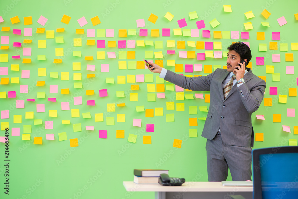 Businessman with many conflicting priorities Businessman with many conflicting priorities