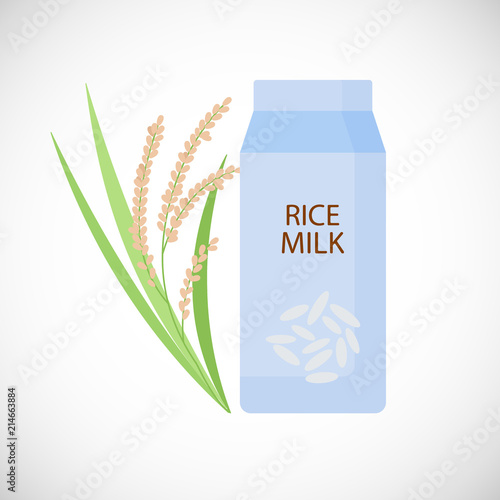 Rice milk in box vector flat icon