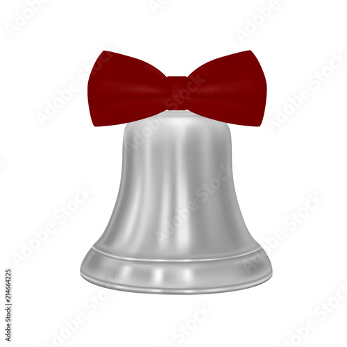 Silver bell with a bow in the vector.