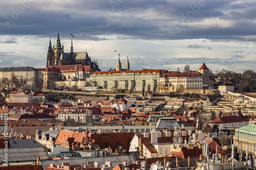 Prague Castle and old town roof tops