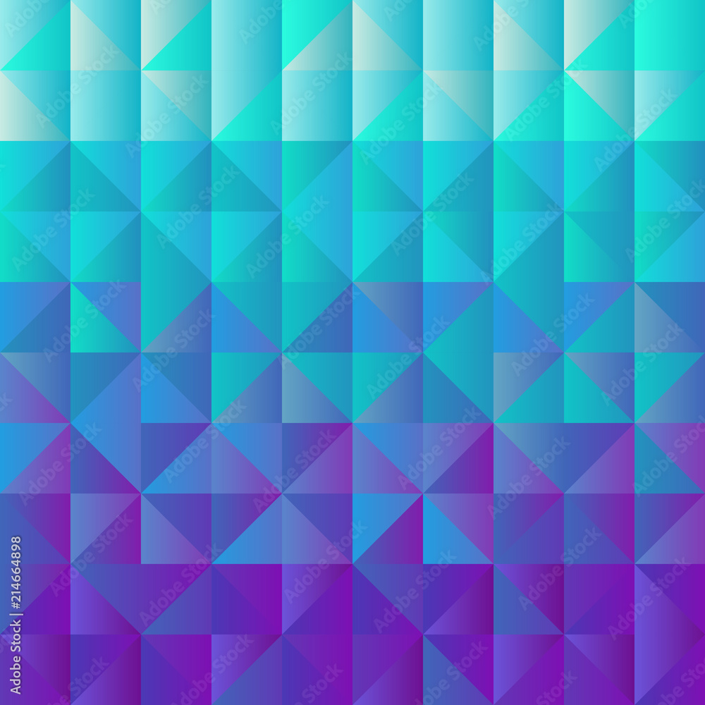 Obraz premium Square background grid of triangles with gradient from light blue to purple. Trendy design template of banner, cover. Vector illustration