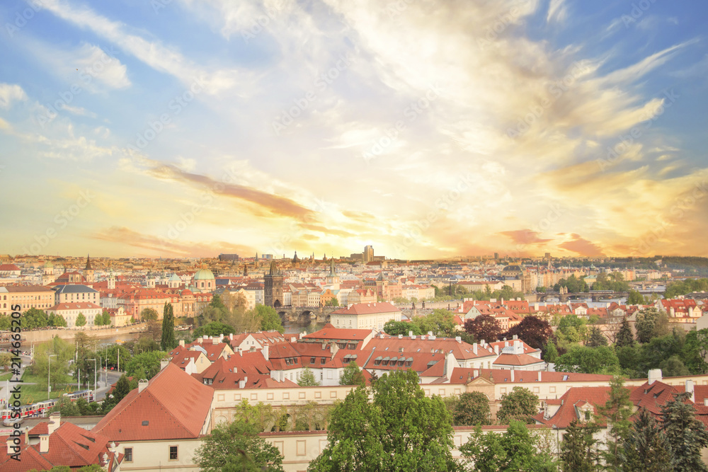 Obraz premium Beautiful view of Charles Bridge, Old Town and Old Town Tower of Charles Bridge, Czech Republic