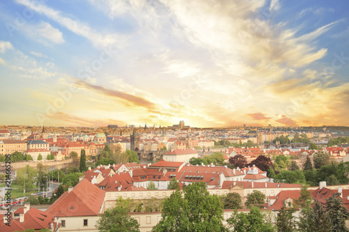 Beautiful view of Charles Bridge, Old Town and Old Town Tower of Charles Bridge, Czech Republic