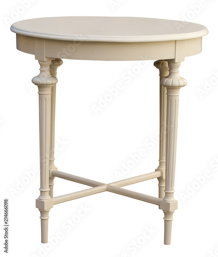 Obraz na płótnie Elegant antique round coffee table isolated over white w salonie