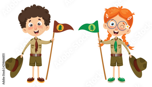 Vector Illustration Of A Scout Kid