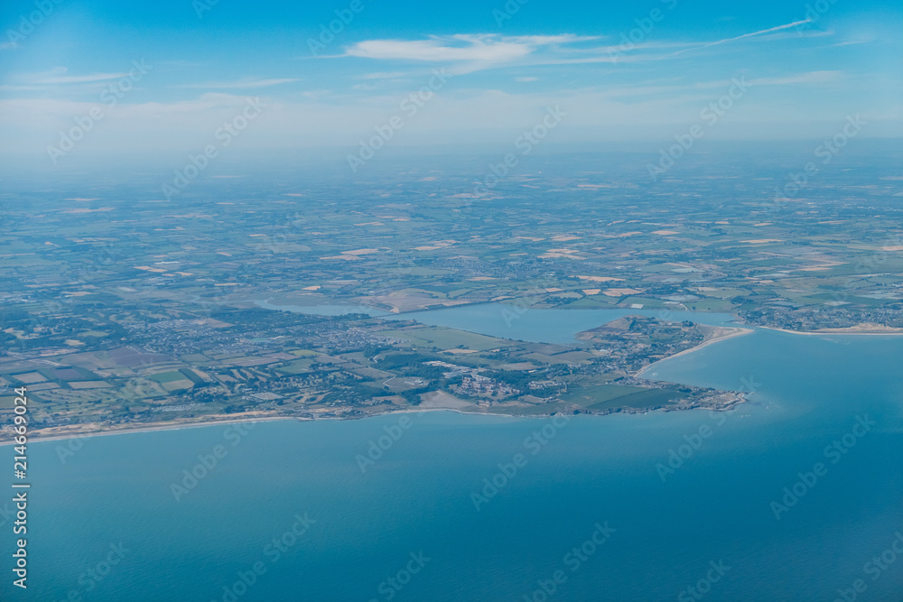 Aerial view of rural scene and Donabate city