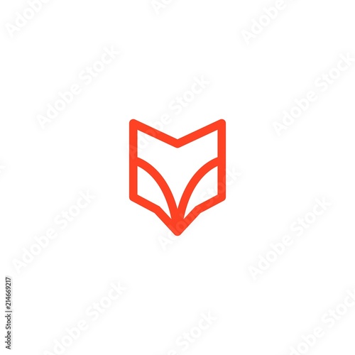 Fototapeta fox head abstract shield logo line art outline monoline