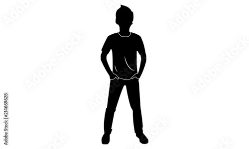 silhouette of a boy is posing in front of the camera