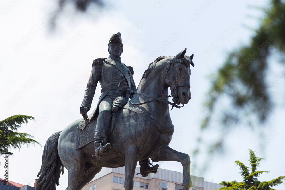 Statue of General Espartero in the city of Logrono, La Rioja, Spain. On a sunny day.