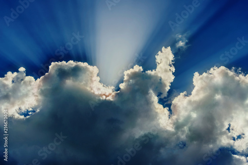Clouds in sky with rays of sun