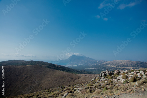 View at mountains in high west side of Crete in summertime season, Greece