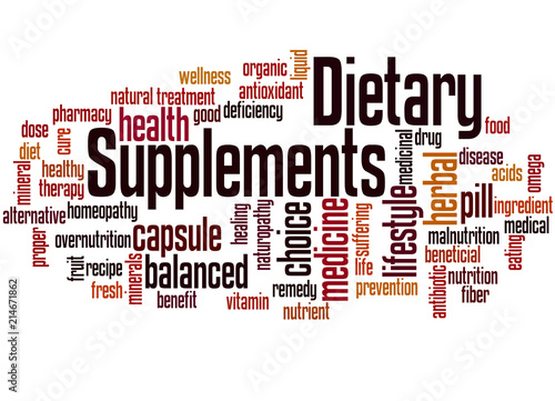 Dietary supplements word cloud concept photo