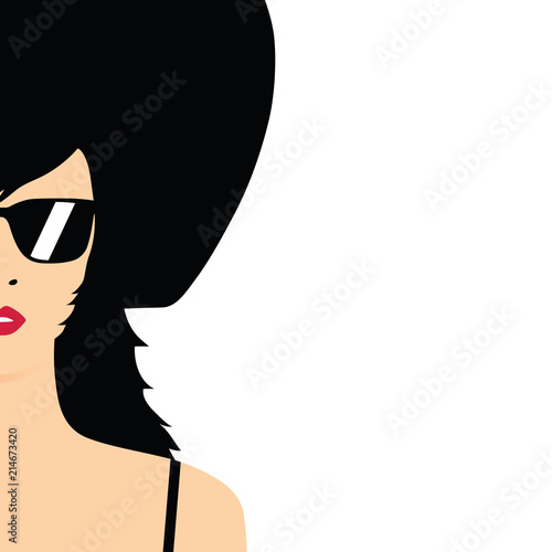 girl in black dress and hat vector illustration