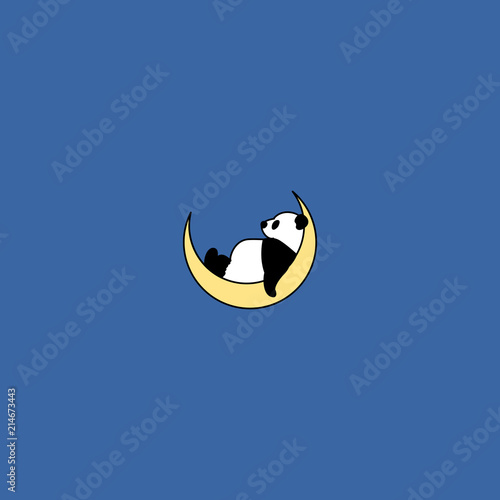 Panda sleeping on the moon, vector illustration