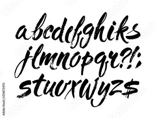 Vector Acrylic Brush Style Hand Drawn Alphabet Font. Calligraphy alphabet on a white background