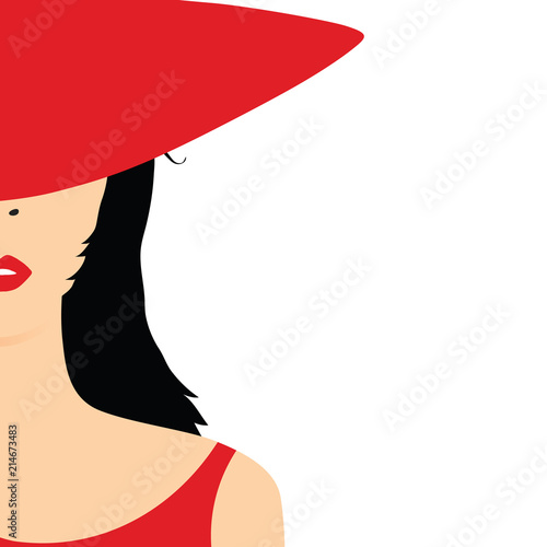 girl in red dress and hat vector illustration