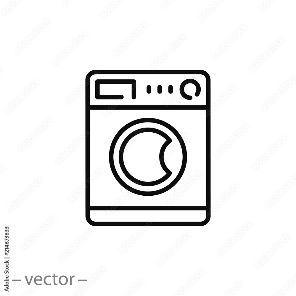 washing machine icon, wash linear sign isolated on white background - editable vector illustration eps10