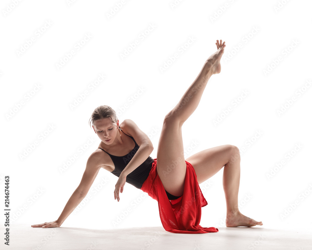 Obraz premium Beuatiful female dancer. White background