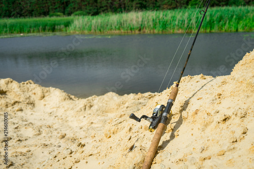 Spinning fishing is an exciting activity. Sport fishing.