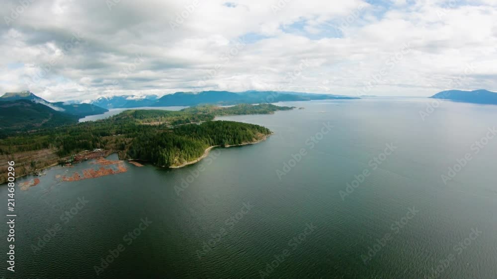 Log Boom Stillwater BC Sunshine Coast Aerial Helicopter Flyby Log Boom Stillwater BC Sunshine Coast Aerial Helicopter Flyby