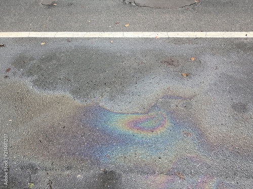 Oil spill on wet street