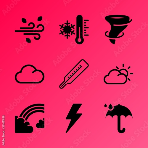 Vector icon set about weather with 9 icons related to december  satellite  vector  warning  thermometer  motion  shape  mobile  instrument and nasa