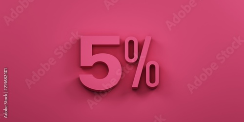 5 percent discount. 3D Render Illustration photo