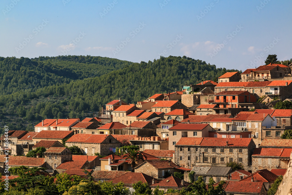 Citiscape of the Mediterranean town of Blato on Korcula island, Croatia