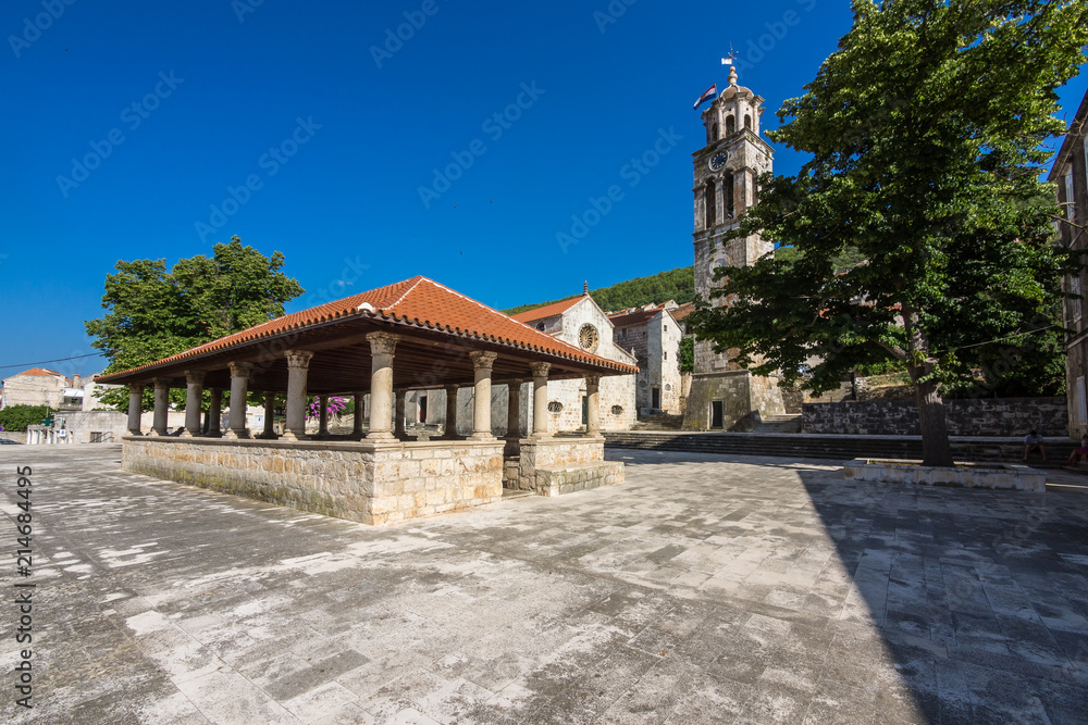 Obraz premium Monastery of st. Mary and the Christ in the Mediterranean town of Blato on Korcula island, Croatia