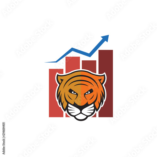 Fototapeta Naklejka Na Ścianę i Meble -  Stats tiger head logo vector element. animal logo template