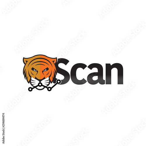 Fototapeta Naklejka Na Ścianę i Meble -  Tiger Scan Stats Business logo vector element. animal logo template